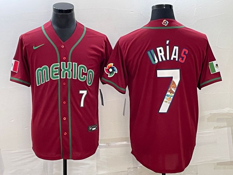 Men 2023 World Cub Mexico #7 Urias Red Nike MLB Jersey6->more jerseys->MLB Jersey